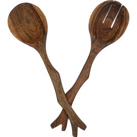 Mountain Woods Set of 2 Luxury & Elegant Acacia Salad Server/Utensil set - 12"