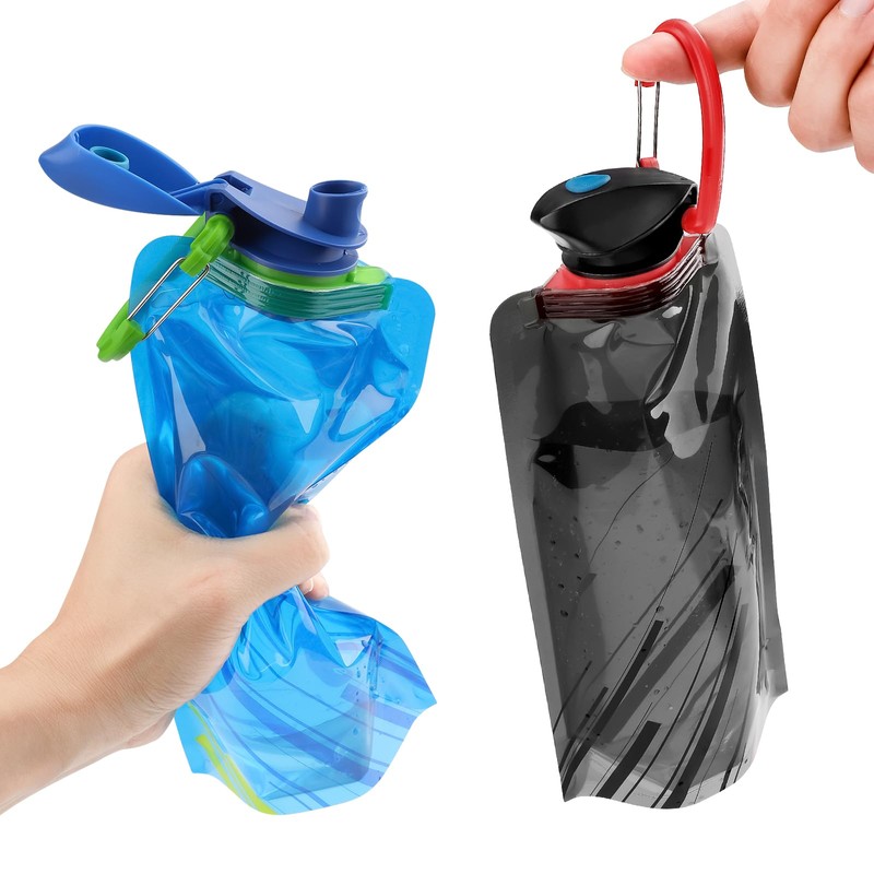 VIEVRE Pack of 2 Foldable Drinking Bottles, Reusable Drinking Bottles,