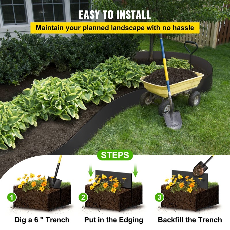 VEVOR Landscape Edging, 10 inch Depth 60 ft Total Length,