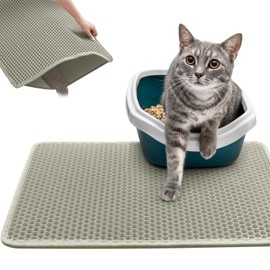 Assky Cat Toilet Mat, Waterproof Cat Litter Mat, Double Layer EVA Construction, Super Absorbent, Odorless, Large Grid Design, Prevents Urine Leakage, Easy to Clean, Antibacterial, Odor Resistant,