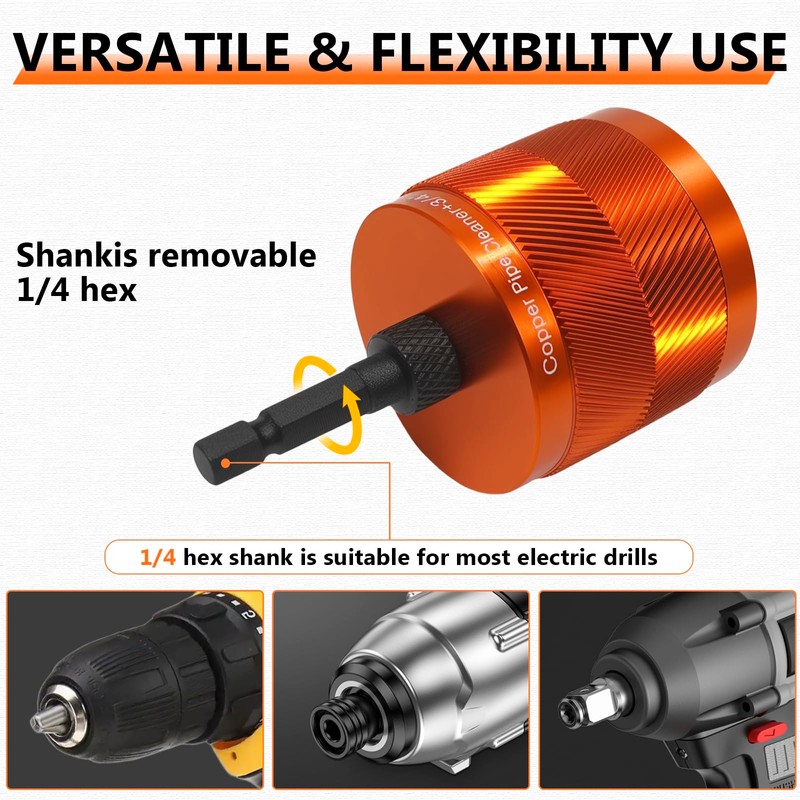 1/2" & 3/4" Cleaner Set for Drill,with 1/4" Hex Shank