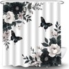 CWHCWA Black Grey Floral Shower Curtain, 70x70 Inch