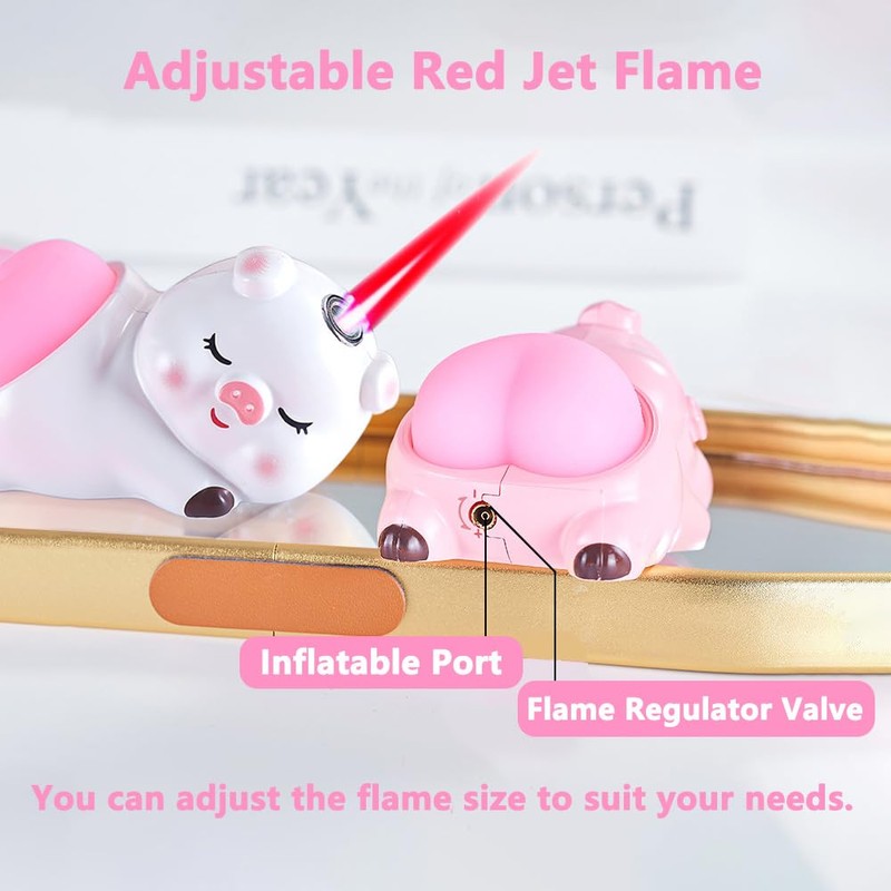 Panda Butane Torch Lighter Adjustable Flame Refillable Windproof Cool Lighter