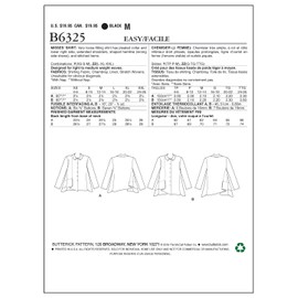 Butterick Patterns B6325 Misses' Pleated-Collar Asymmetrical-Hem Shirts, Y (X-Small-Small-Medium)