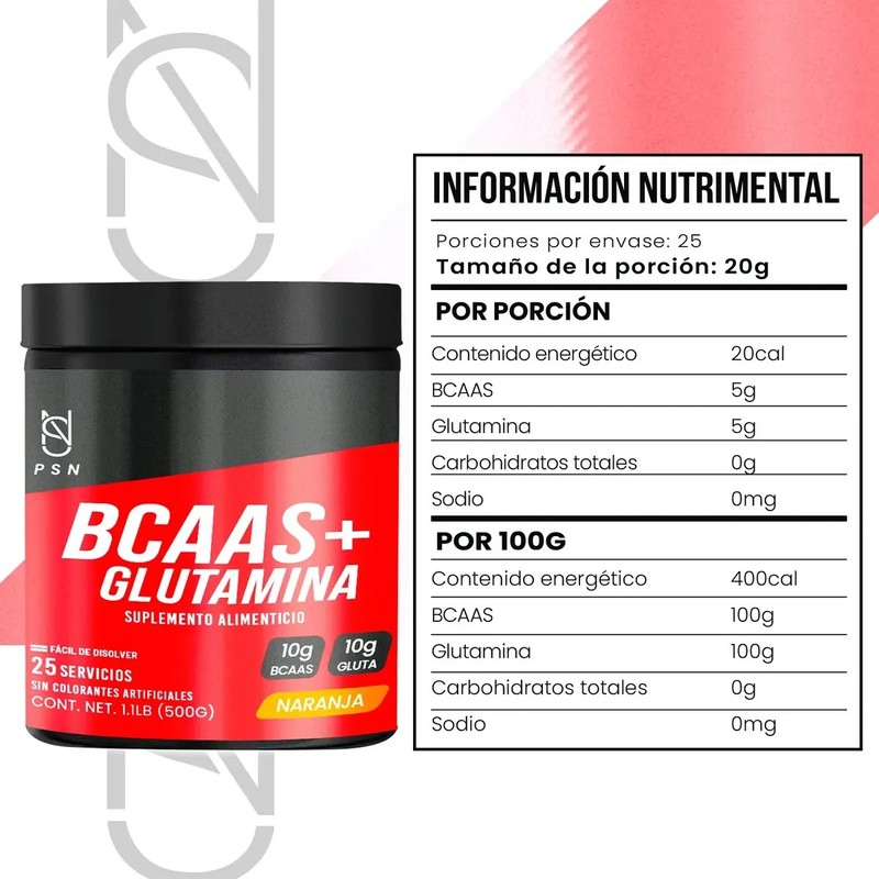 Bcaas Glutamina Aminoácidos Psn 500g Sabores