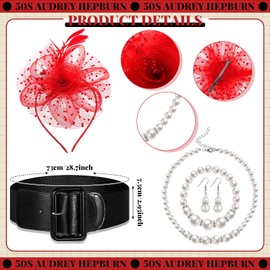 Yearntown 6 Pcs Retro Dresses for Women Vintage 1950, Polka Dot Dress Swing Costume for Tea Party Prom Cocktail(L)