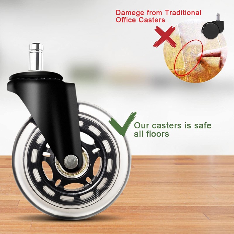 Office Chair Wheels for IKEA Chairs,10mm stem Caster, 3 Inch