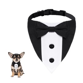 Heliltd 1pcs Dog Tuxedo with D-Ring Dog Suit with Bow Tie for Small Dogs Cats Formal Cat Clothes Puppy Outfits Pet Costume for Wedding Birthday(Black-White, Small)