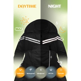 CREATMO US Kids Raincoat Jackets Hooded Boys Water Resistant Casual Lightweight Breathable Windbreaker Outwear Black 4/5