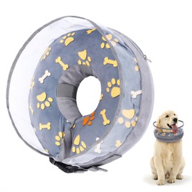 Inflatable Collar, Inflatable Dog Collar, Cute Cat Inflatable Collar After Surgery, Comfortable Dog Recovery Collar, Dog Inflatable Collar (Grey, L)