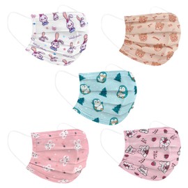 Rasav Kids Disposable Face Masks 100Pcs,3 Ply Kids Masks Disposable Breathable Colorful Cute Face Masks for Children, Girls & Boys