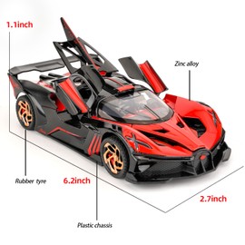 BDTCTK 1/32 Bugatti Bolide Sports Model Car, Zinc Alloy Pull Back Toy Car with Sound and Light for Kids Boy Girl Gift(Red)