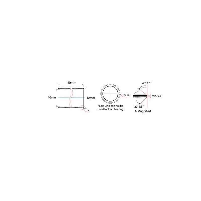 sourcing map Sleeve Bearing 10mm Bore x 12mm OD x
