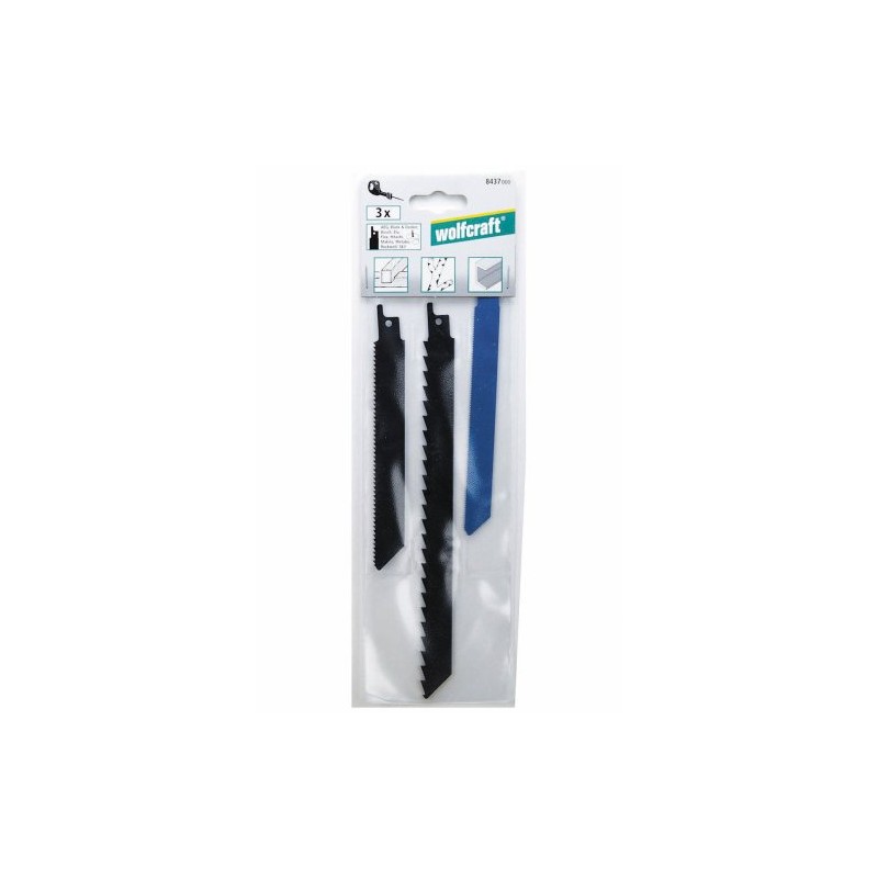 wolfcraft Sabre Saw Blade Set, 3 Pcs. I 8437000