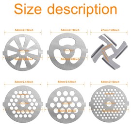 Haploon 10-Piece Stainless Steel Grinder Kit，Meat Grinder Parts Blades Size 5 Stand Mixer Blades & Plates, Premium Food-Grade Replacement Parts for Mincing, Sausage Making & Meat Processing