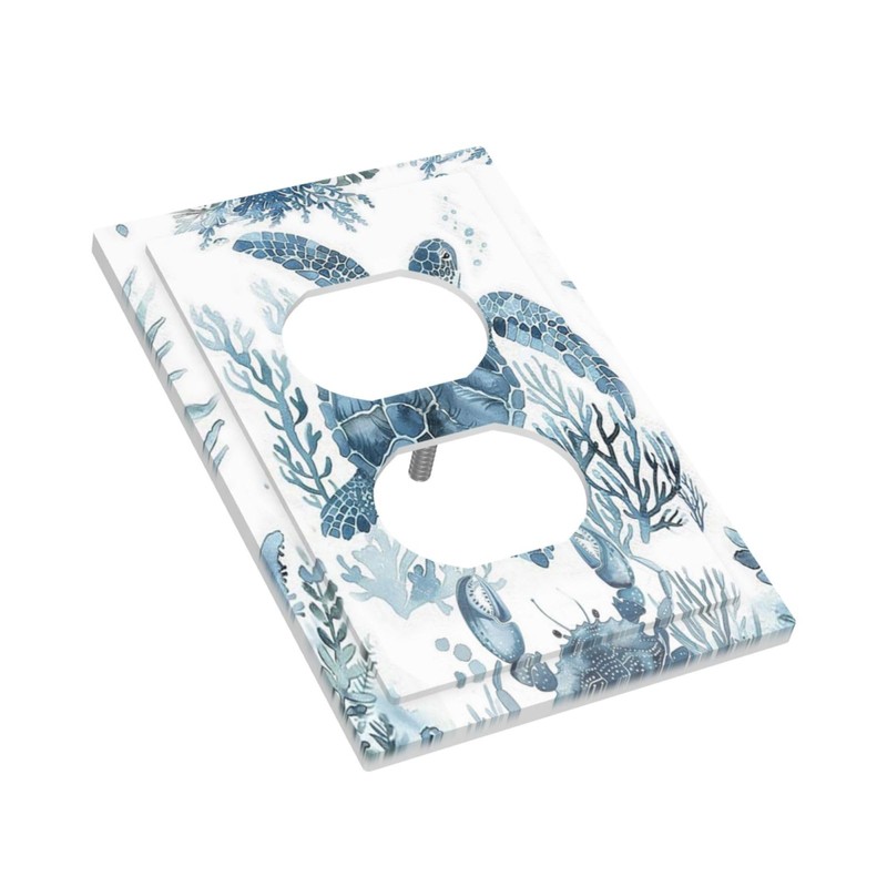Blue Sea Turtle Coastal Coral Beach Crab Seaweed Outlet Covers