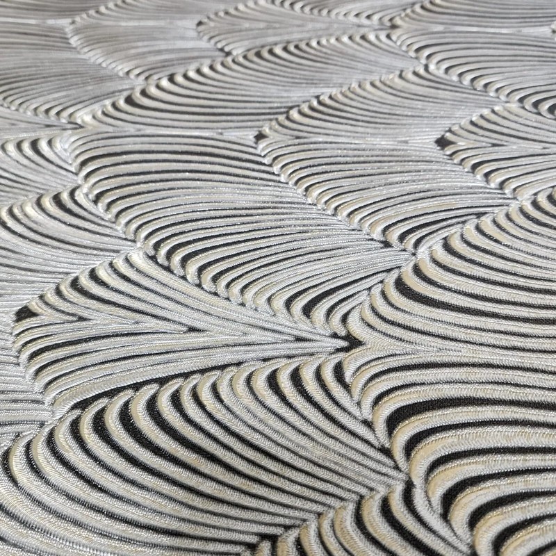 arthouse Wave Black Silver Gold Metallic Faux Fabric Textured Wallpaper