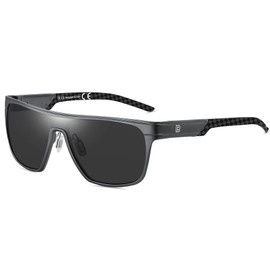 DUCO Quadratische Polarisierte Sonnenbrille für Herren Sport Fahren Angeln Sonnenbrille Flat Top Shield Shades UV 400 Schutz DC8230 (Grau Rahmen Schwarz Tempel Grau Linse)