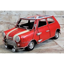 Diecast 1/43 Precision mini Cooper car Product Red Color with British Flag Figurine Decor Sale Gift Artwork by Classy Bronze