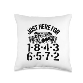 V8 Drag Racing & Funny Mechanic Gifts Men Women Just Here for 1-8-4-3-6-5-7-2 Firing Order Big Block Garage Throw Pillow, 16x16, Multicolor