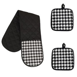 Oven Gloves, Double Oven Mitts Heat Resistan with 2pcs Pot Holder for Home Cooking, Kitchen Accessories