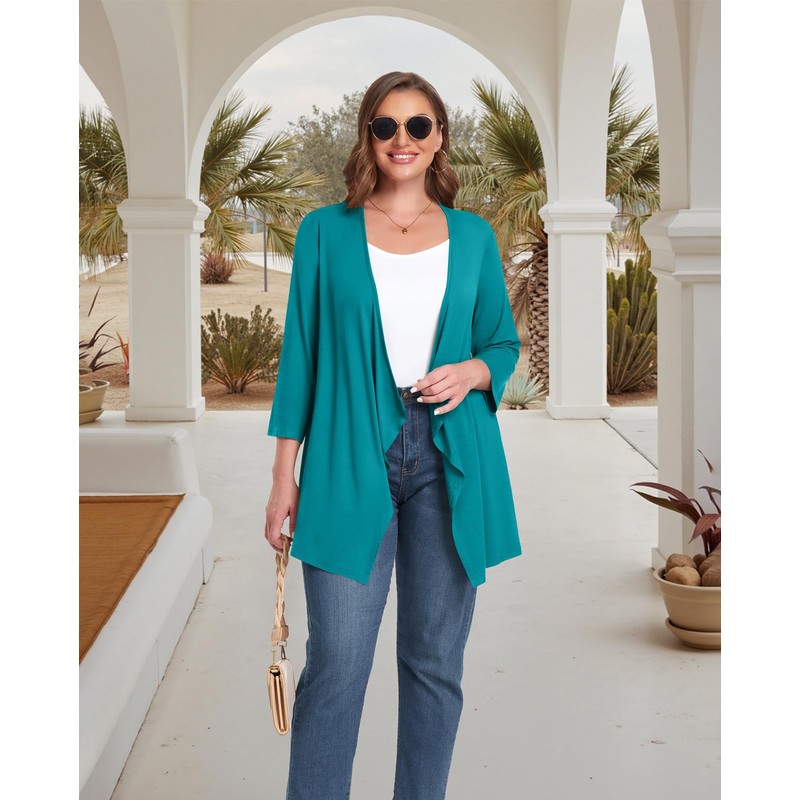 TIANZHU Plus Size Maternity Clothes Open Front 3/4 Sleeve Cardigan