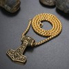 OIDEA Stainless Steel Handmade Thor's Hammer Pendant Necklace,Gold