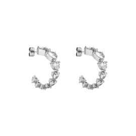 Purelei® Evermore Hoop Earrings - Elegant Heart Shaped Cubic Zirconia Stones | Stainless Steel 18K Gold Plated, Silver, Rose Gold, Stainless Steel, Abalone