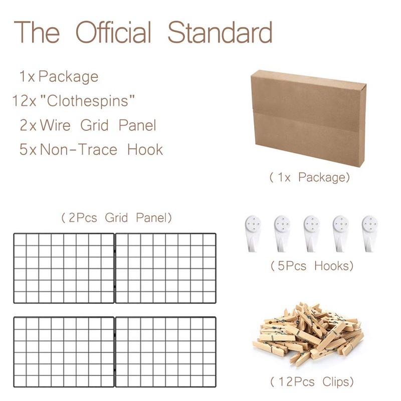 Kakivan Wire Wall Grid Panel for Photo Display, DIY Iron