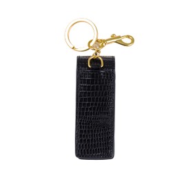 Cockatoo Llavero con soporte para lápiz labial, de piel auténtica con llavero, soporte para lápiz labial, negro 1, Talla única