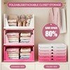 Pink Girl Closet Organizers and Storage Stackable Plastic Drawer Basket