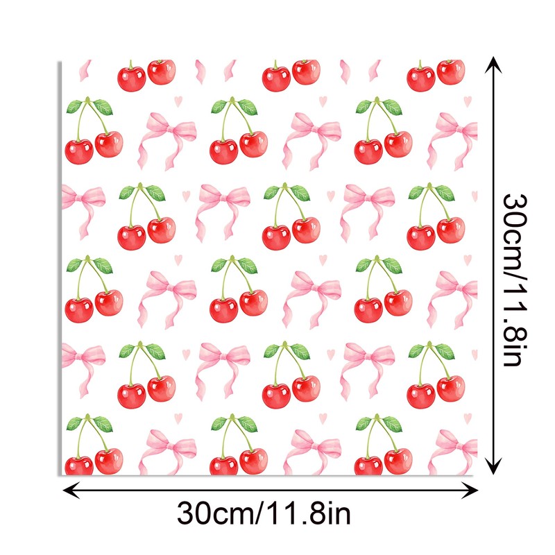 Cotrida 24 Sheets Cherry Fruit Scrapbook Paper, Pink Patterns Decorative