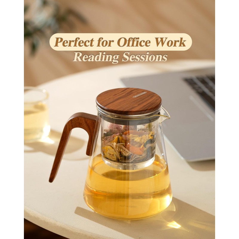 ZENS Magnetic Tea Pot, Enchanted Glass Teapot with Infuser and