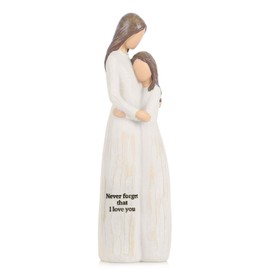 QIANLING Gifts for Mom - Hand-Painted Mother Daughter Figurines - Perfect Birthday, Mother’s Day, Christmas, or Mother of The Bride Gift (Cream Hug)