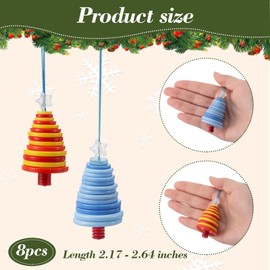 Soulchen 8 Pcs Colorful Button Christmas Tree Ornaments Kits Hanging Stacked Button Christmas Ornaments Homemade Sewing Hanging Decorations for Holiday Party Xmas Tree Home Decoration