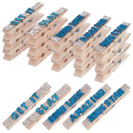 PLIGREAT 40 Pcs Cheerleading Spirit Clips Blue Rhinestone Cheer Pins Bulk Cheerleader Gifts Cheer Clothes Pins for Team Backpacks Competition Pins Sports Girls Party Favors Accessories, Wood