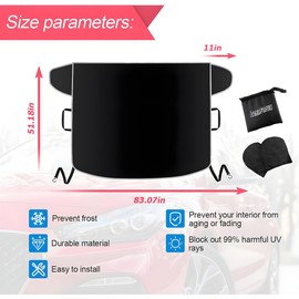 Windshield Snow Cover for Cars, Trucks, Vans - Waterproof, Windproof Winter Frost and Ice Removal Sunshade With Side Mirror Covers