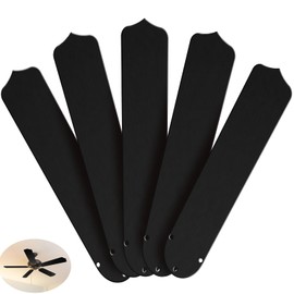 16 1/2'' Replacement Fan Blades for 42" Ceiling Fan Waterproof Weatherproof Fan Blades Replacement for Broken Substitution Replacing Indoor Outdoor Summer(Black,5 Pcs)