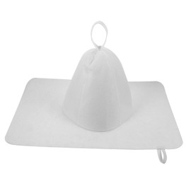 TOVINANNA Water Absorbing Felt Sauna Hat and Pad Comfortable Reusable Sauna Cap Kit Thick Soft Felt Bathing Accessories Protects Head and Eyes From Overheating