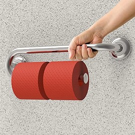 AmeriLuck 250lbs Loading Capacity 16 in Safety Grab Bar with Integrated Towel Bar or Toilet Paper (Kitchen Paper Towel) Holder, Brushed Nickel