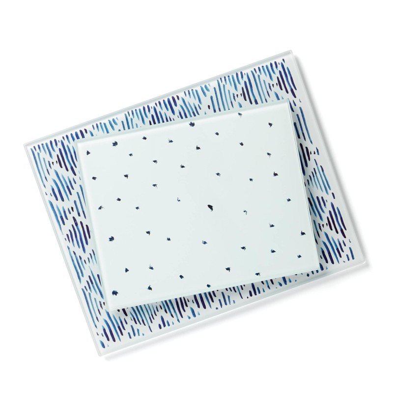 Lenox Blue Bay 2-Piece Glass Cutting Board Set, 1 Count,