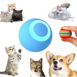SVIEILLES cat Toy Two-Piece Set-Wloom Power Ball 2.0 -Red Rainbow Cat Toy Balls Soft Interactive Indoor Kittens Favorite Toys .Small Dogs Toy Balls Activity Chase Quiet Play Sponge Ball（Blue）