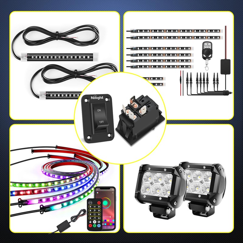 Nilight ON-Off Switch Panel 4 PIN DPST Toggle Switches Panel