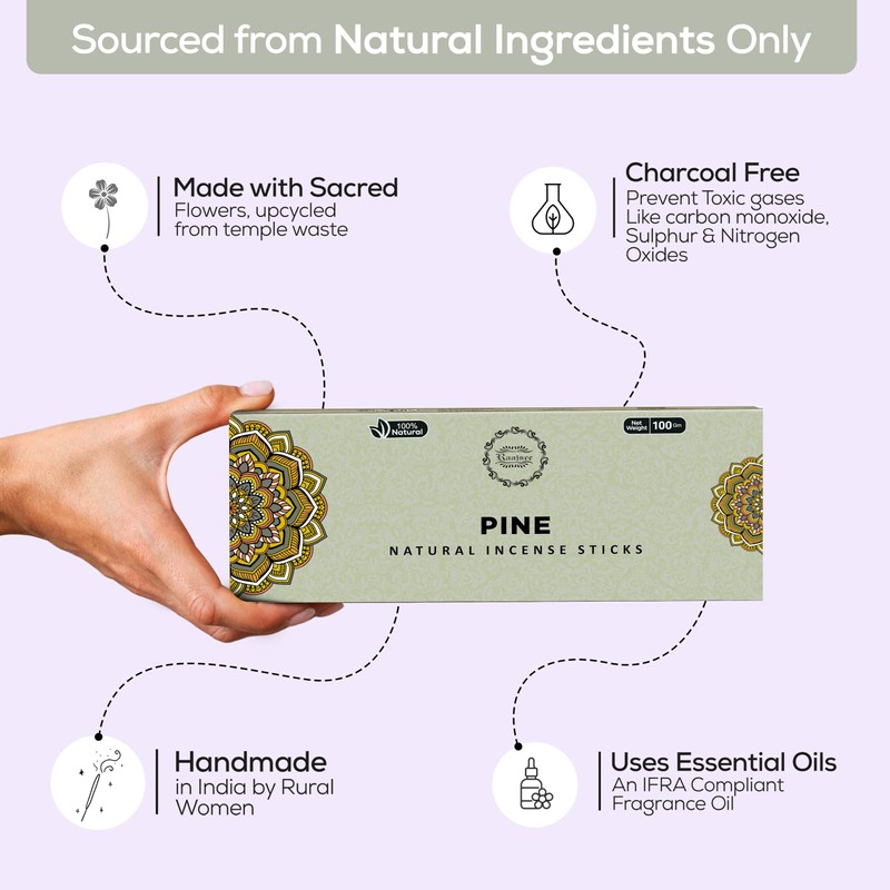 Raajsee Pine Incense Sticks 100 Gm Pack-100% Pure Organic Natural