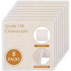 8 PCS Reusable Cheese Cloths for Straining, 20x20 Inch Hemmed Organic Cheesecloth, 100% Cotton Unbleached Cloth Strainer for Coffee Brewing Cooking, Baking, Juicing, Straining, Cheese Making