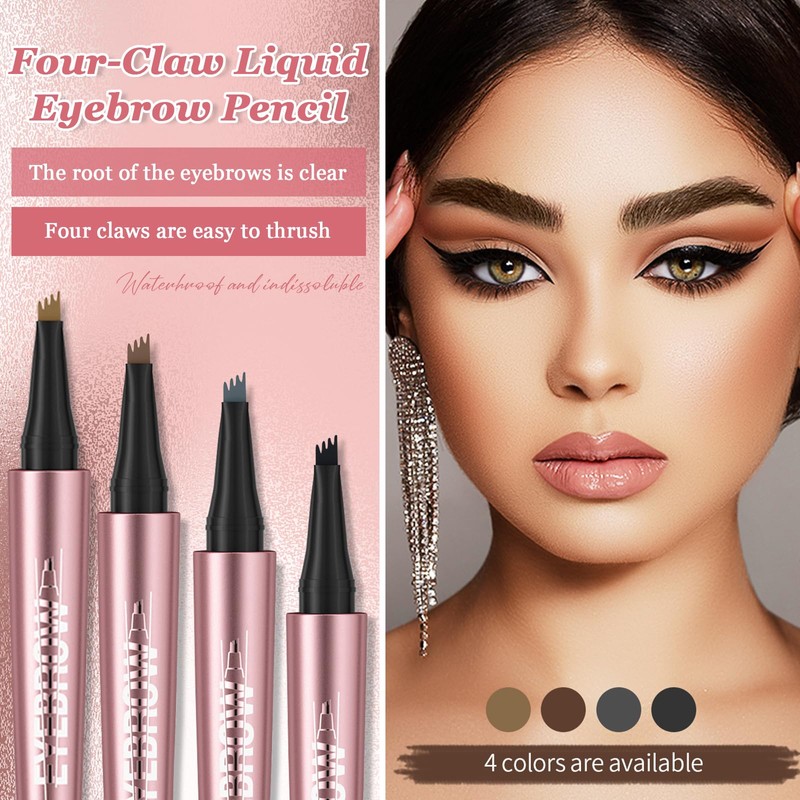 Ledeak Eyebrow Pencil, 3D Waterproof Microblading Eyebrow Pen with 4