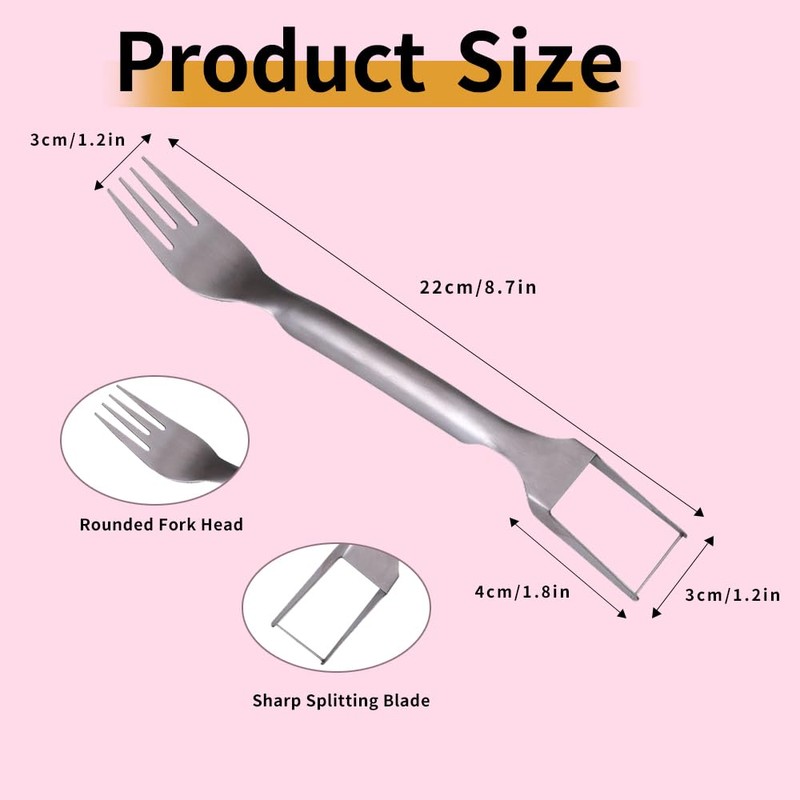 Watermelon Fork Slicer Cutter, Stainless Steel 2-in-1, Portable Watermelon Fork
