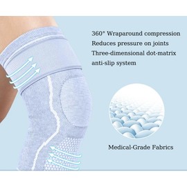 Compression Knee Sleeve for Men Women - Bamboo Charcoal Knee Brace for Sport Running (Gray, X-Large)