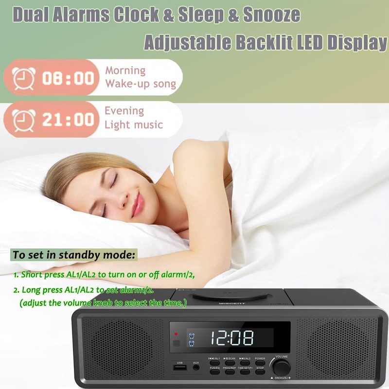 WISCENT Home Stereo System CD Player,Clear 20W RMS Sound System