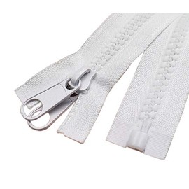 ByaHoGa Pack of 2 91 cm #10 Large Zip Plastic Separable Zip with Double Pull for Tents Cover Sleeping Bag (DP White)